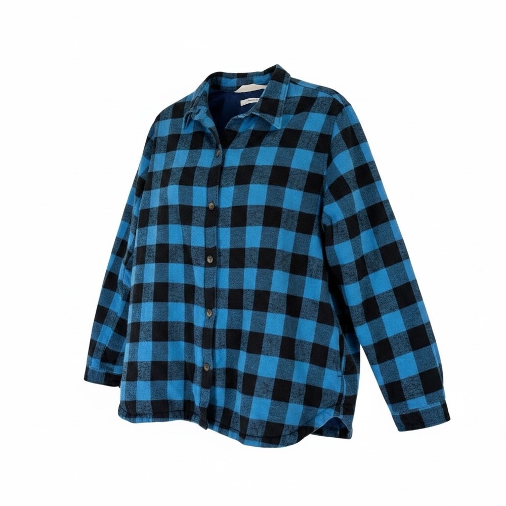 Woolrich Pemberton Insulated Flannel Shirt Jacket Blue Black Buffalo Plaid Men L